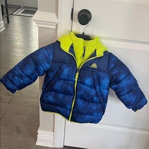 Snozu Blue and Neon Yellow Puffer Jacket